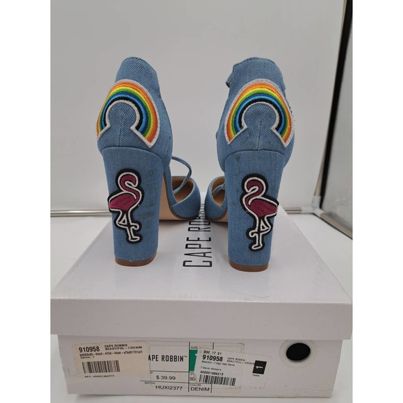 READ Cape Robbin Boho Western Denim Patches block high heel pointy toe Shoes 7 - Picture 5 of 10